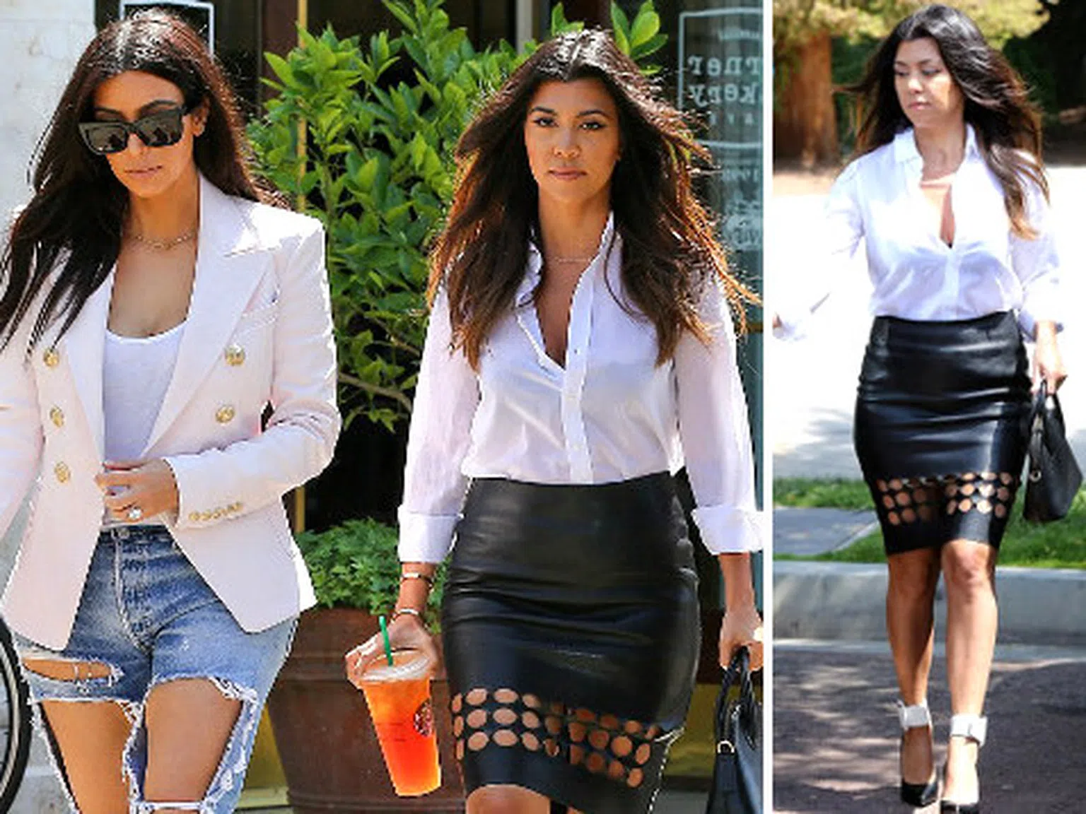Сестрински стил: Разкъсаните дънки на Ким и полата с дупки на Кортни