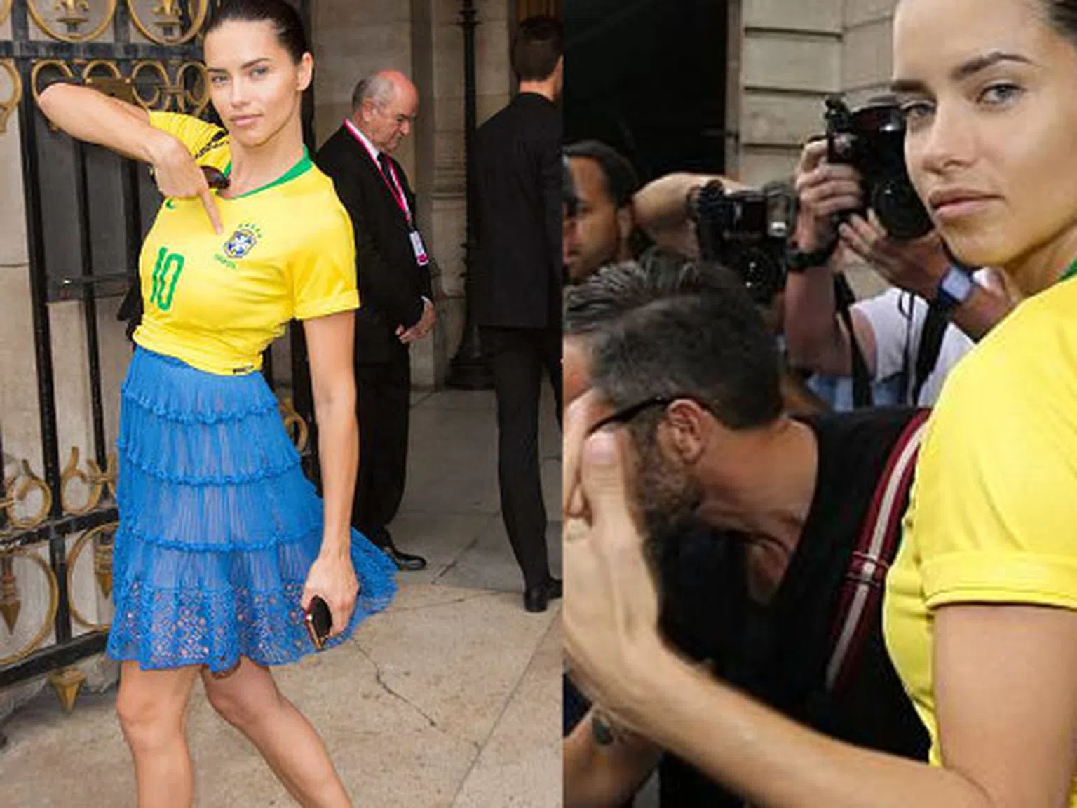 Адриана Лима сложи фланелката на Бразилия на модно парти
