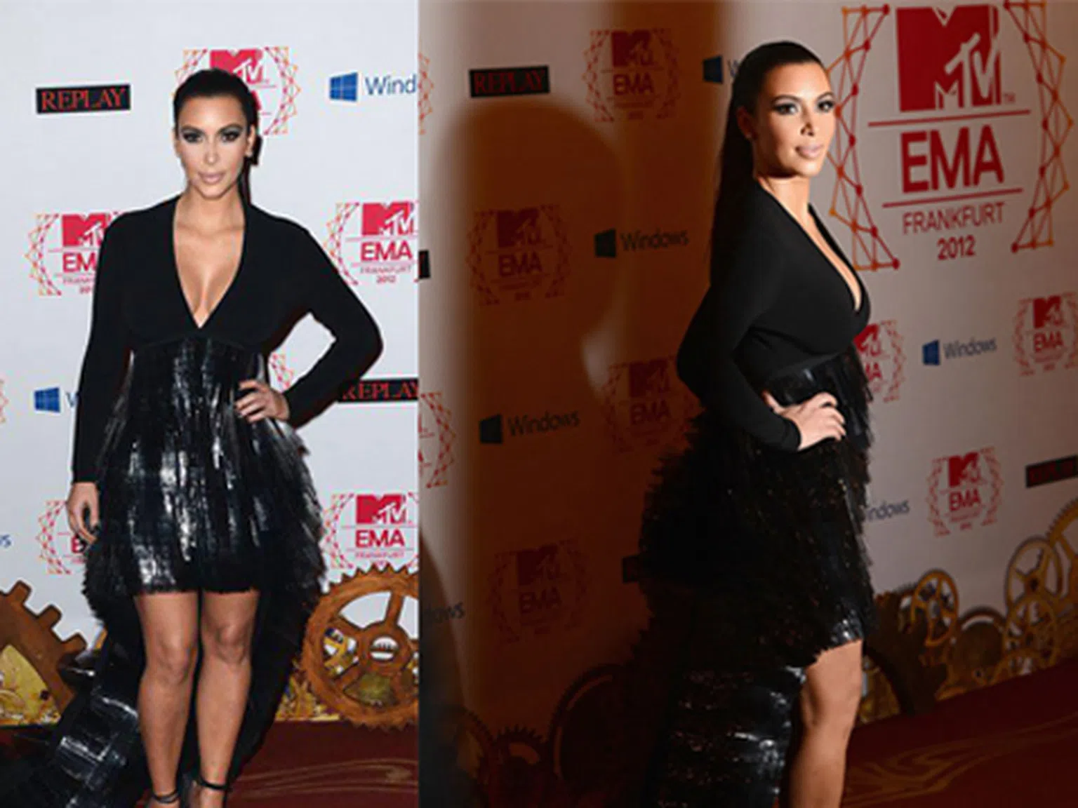 Ким се спъна в роклята си на наградите на MTV