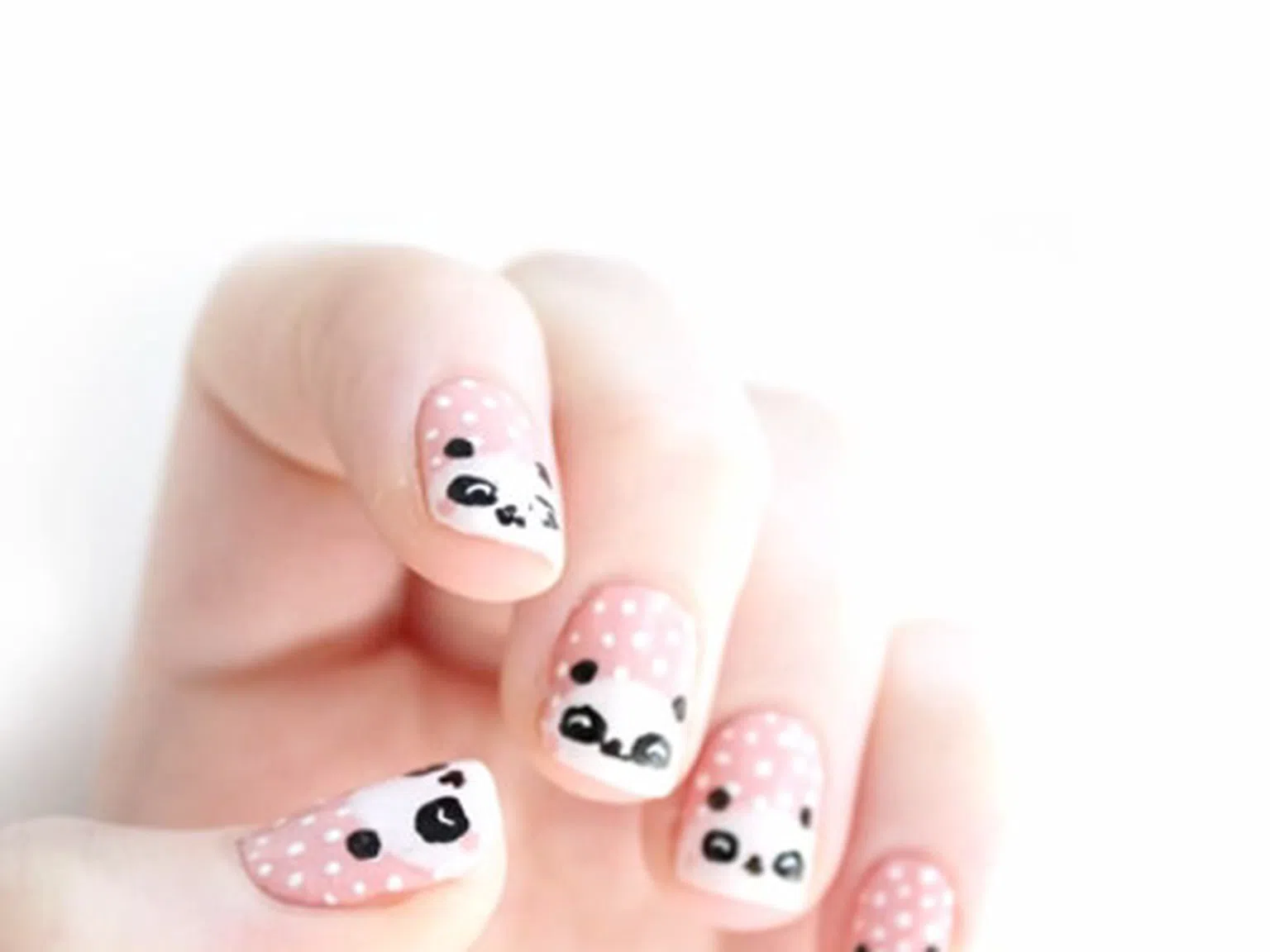 Сладка панда върху ноктите
