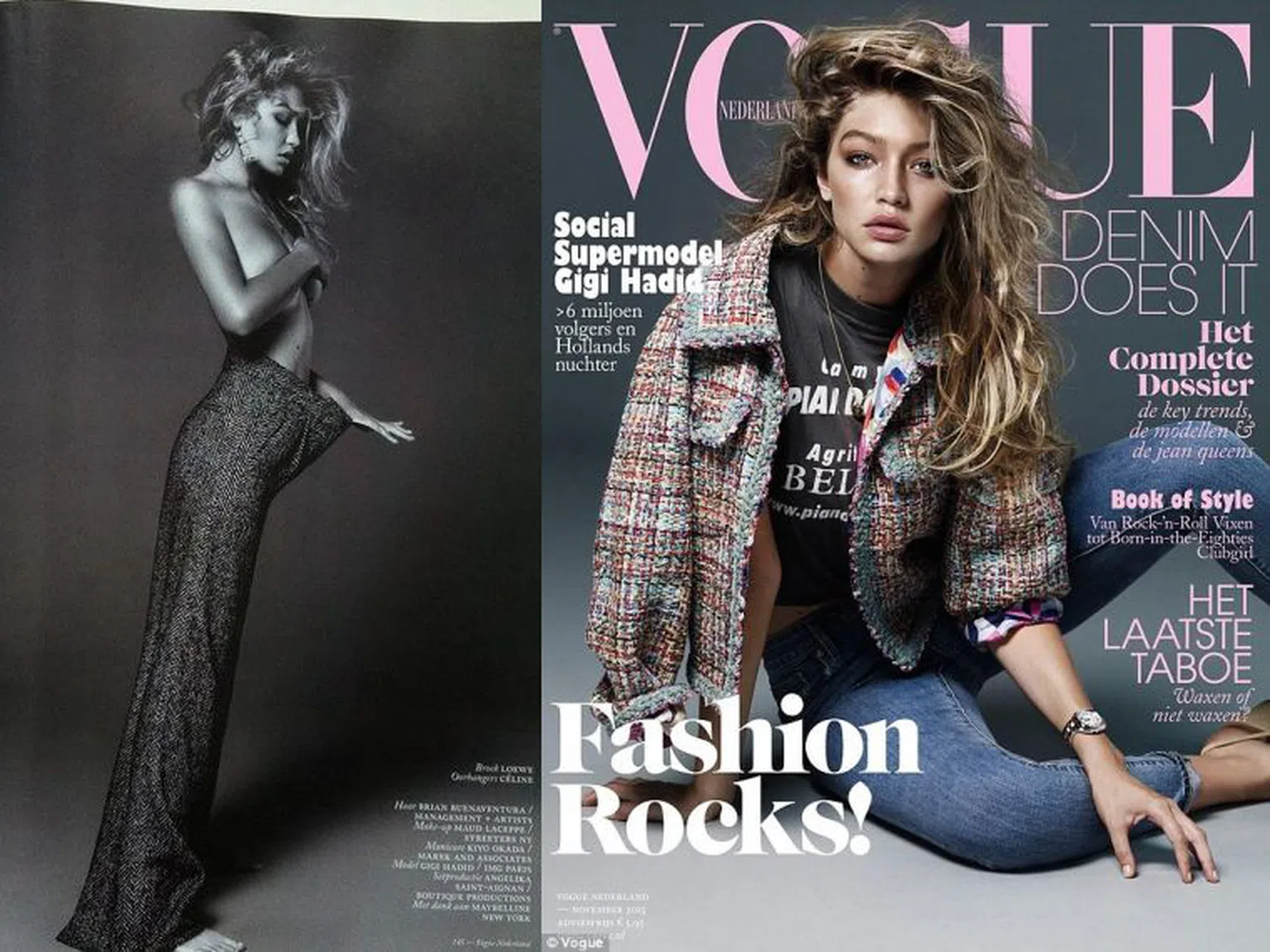 Джиджи Хадид топлес за холандския Vogue