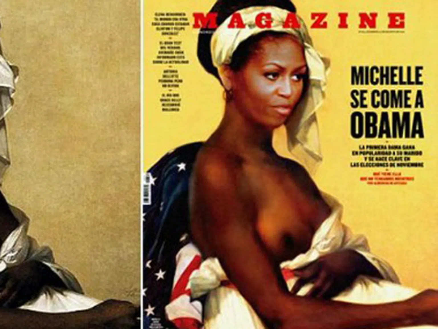 Скандал: Мишел Обама като разголена робиня