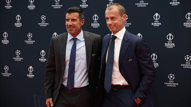 Momento marcante e... caricato entre Figo e presidente da UEFA