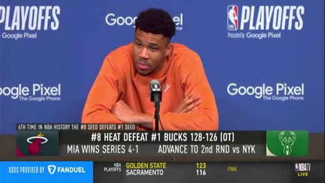 Giannis Antetokounmpo exasperado com questão sobre fracasso
