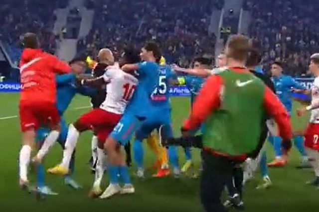 Confirmado: seis jogos de suspensão para jogadores expulsos no Zenit–Spartak