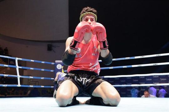 Gonçalo Noites e Matilde Rodrigues nas finais de muaythai