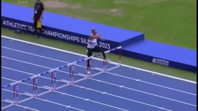 É lançadora do peso mas foi substituir colega lesionada nos... 100 metros barreiras!