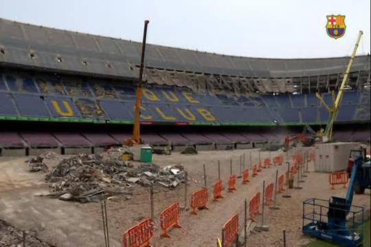 Barcelona mostra mudanças no Camp Nou depois das obras que decorrem há algumas semanas