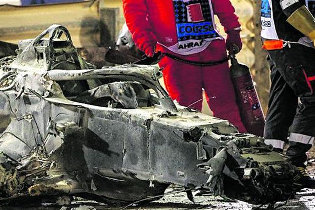 Destroços do Haas de Grosjean em exibição