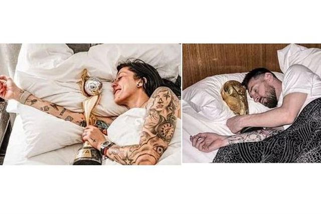 Jenni Hermoso recria famosa fotografia de Messi