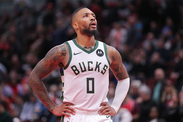 Damian Lillard em jogo pelos Bucks