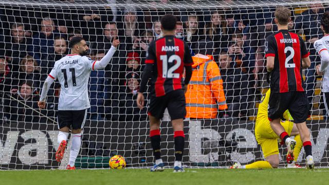 Salah festeja golo apontado frente ao Bournemouth