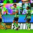 João Palhinha, Matheus Nunes e Jovane Cabral após o golo que selou o vencedor do jogo e ajudou a definir o campeão da época 2020/2021