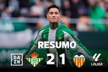 Betis derrota Valência e mantém-se em lugar europeu (resumo)