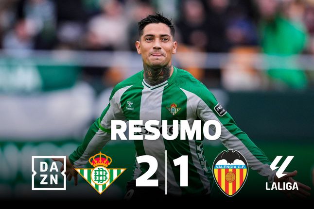Betis derrota Valência e mantém-se em lugar europeu (resumo)