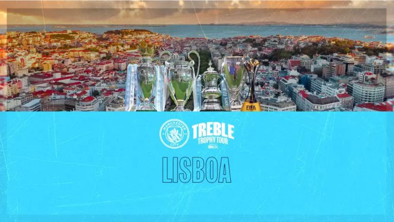 Troféus do Manchester City chegam a Lisboa
