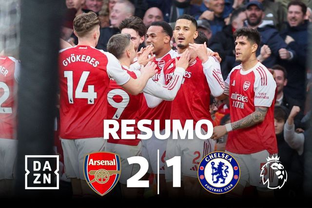 Três golos de canto, Pedro Neto expulso e o Arsenal derrota o Chelsea (resumo)
