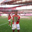 Laura Pintassilgo a festejar o título de campeã nacional pelo Benfica na Luz
