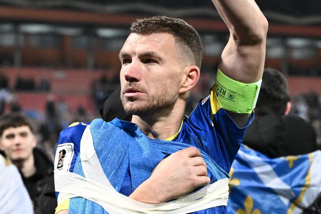 Dzeko lesionou-se num ombro frente à Itália - Foto: IMAGO