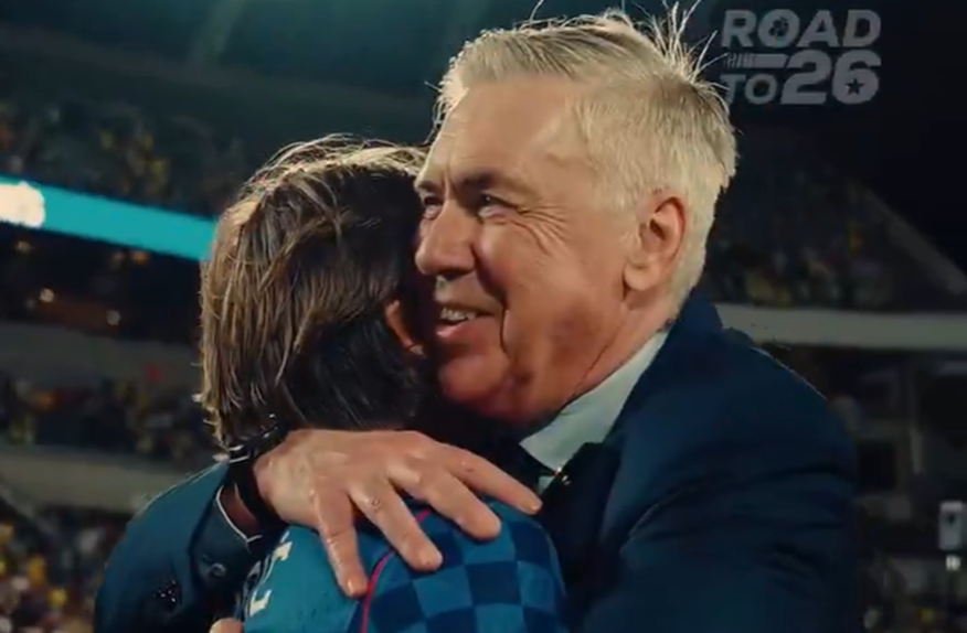 Abraço entre Ancelotti e Modric após particular entre Brasil e Croácia