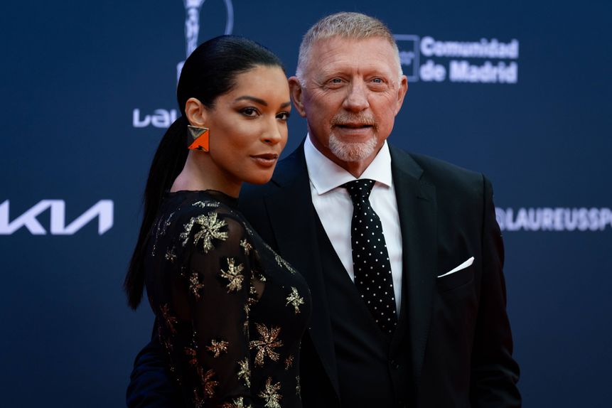 Lilian de Carvalho e Boris Becker na passadeira vermelha do Laureus