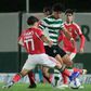 Duelo entre as equipas B de Sporting e Benfica, realizado esta sexta-feira, em Alcochete, sorriu às águias — Foto: Benfica