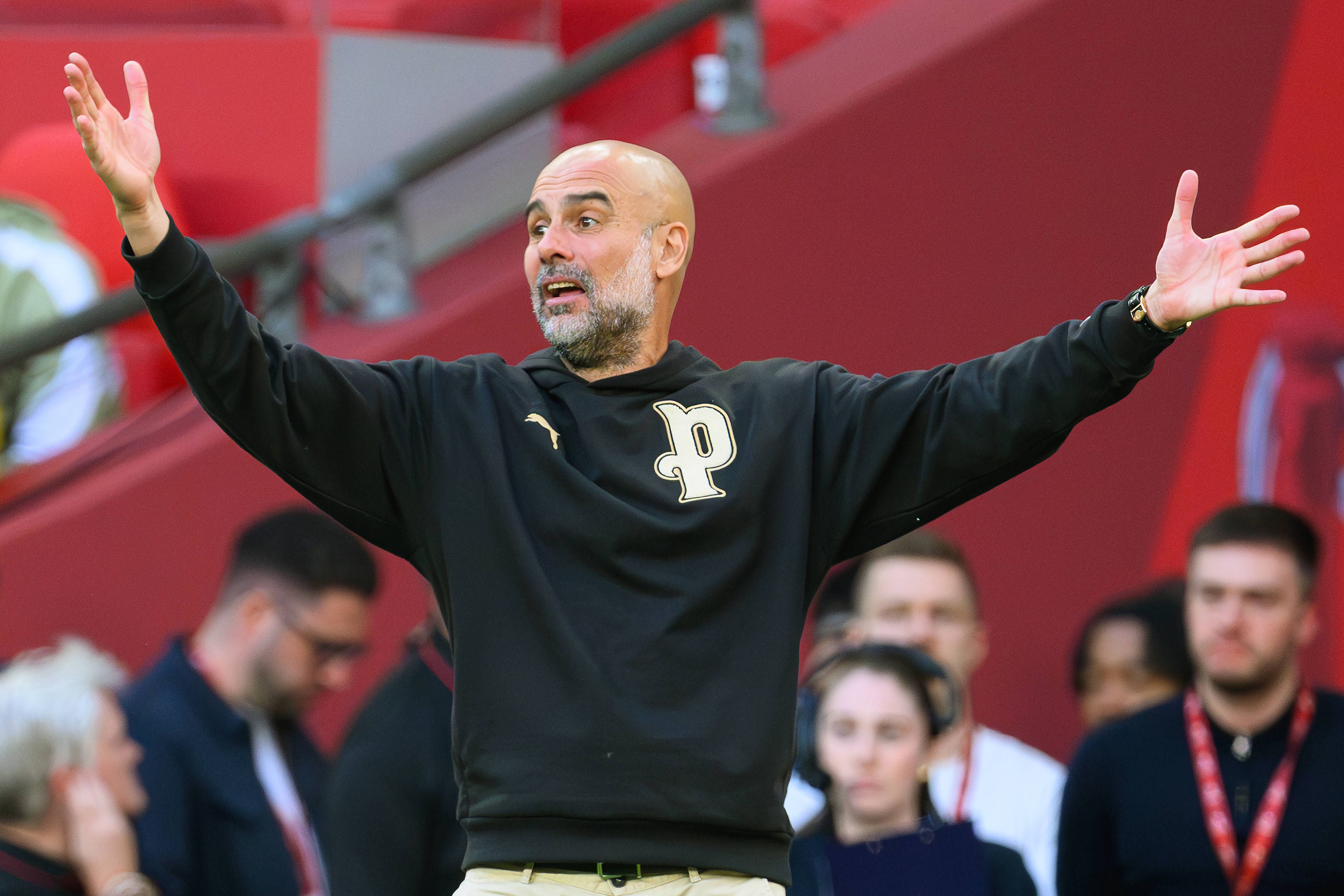 Pep Guardiola na meia-final entre o Southampton e o Man. City em Wembley