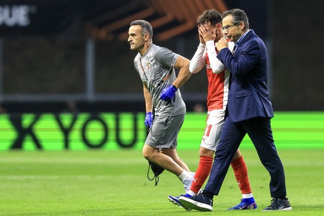 Ricardo Horta saiu lesionado do jogo com o Friburgo ainda na primeira parte - Foto: JOSÉ COELHO/LUSA