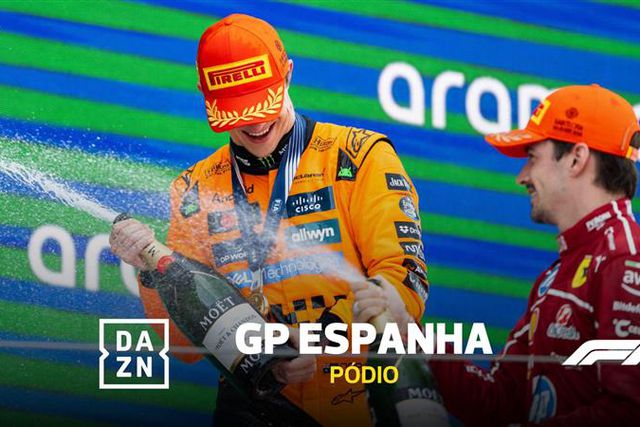 O pódio do GP de Espanha: Piastri reforça liderança