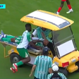 Momento em que Caicedo é atingido pelo carro-maca