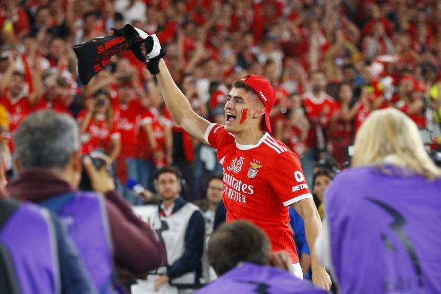 António Silva durante a festa de campeão do Benfica - Foto: A BOLA