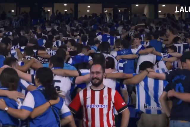 Exemplar: a imagem das bancadas do dérbi basco que se tornou viral (vídeo)