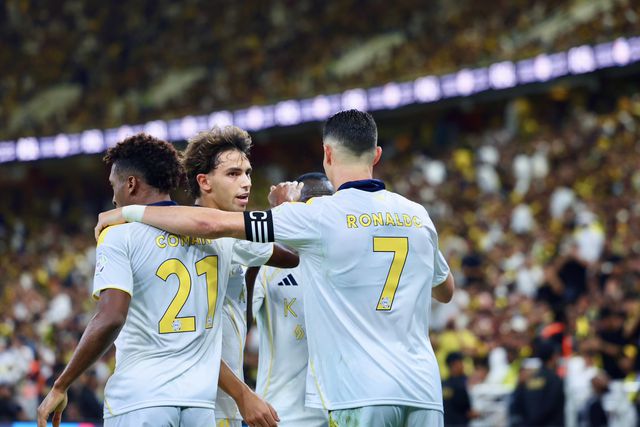 Cristiano Ronaldo e João Félix a festejarem um golo do Al Nassr