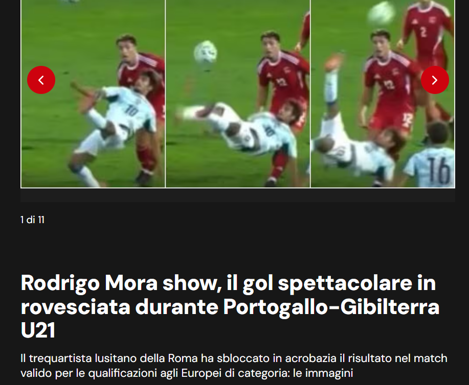 Corriere dello Sport - Show de Rodrigo Mora, o golo espetacular no Portugal-Gibraltar