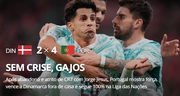 Globoesporte (Brasil): «Sem crise, gajos». Portal brasileiro defendeu que Caso Ronaldo «não atrapalhou em nada» a equipa das Quinas.