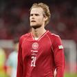 Morten Hjulmand foi titular no Dinamarca-Portugal