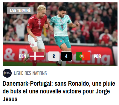RMC Sport (França): «Sem Ronaldo, uma chuva de golos e mais uma vitória para Jorge Jesus». Portal francês destacou «sucesso» luso após saída «dramática» de Ronaldo.