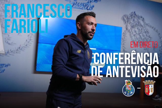 EM DIRETO: siga a antevisão de Francesco Farioli ao FC Porto-SC Braga
