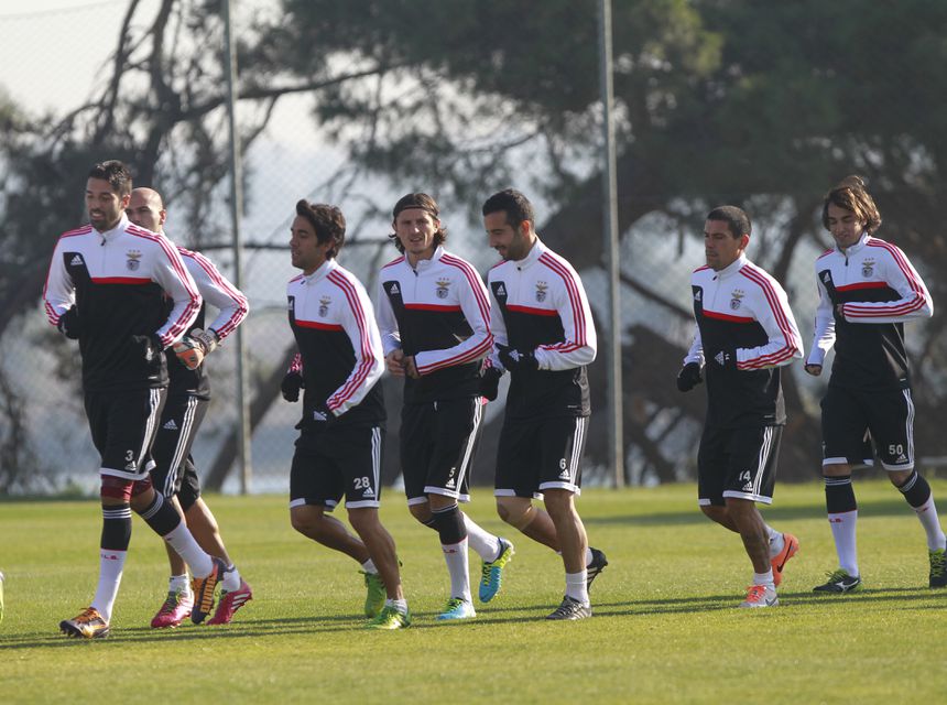 Fejsa e Ruben Amorim durante treino do Benfica - Foto: A BOLA