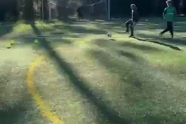 Gonçalo Moreira num treino com Bruno Cristiano