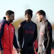 Ruben Amorim e Rashford no treino no Manchester United