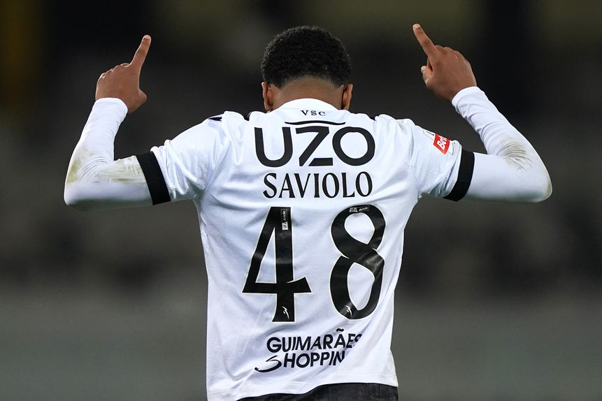 Noah Saviolo marcou e assistiu no triunfo por 2-1 do V. Guimarães, perante o Nacional. Foto: Hugo Delgado/LUSA