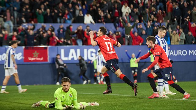 Ante Budimir festeja bis diante da Real Sociedad