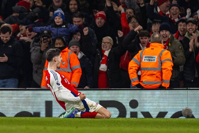 Kai Havertz celebra golo diante do Manchester City