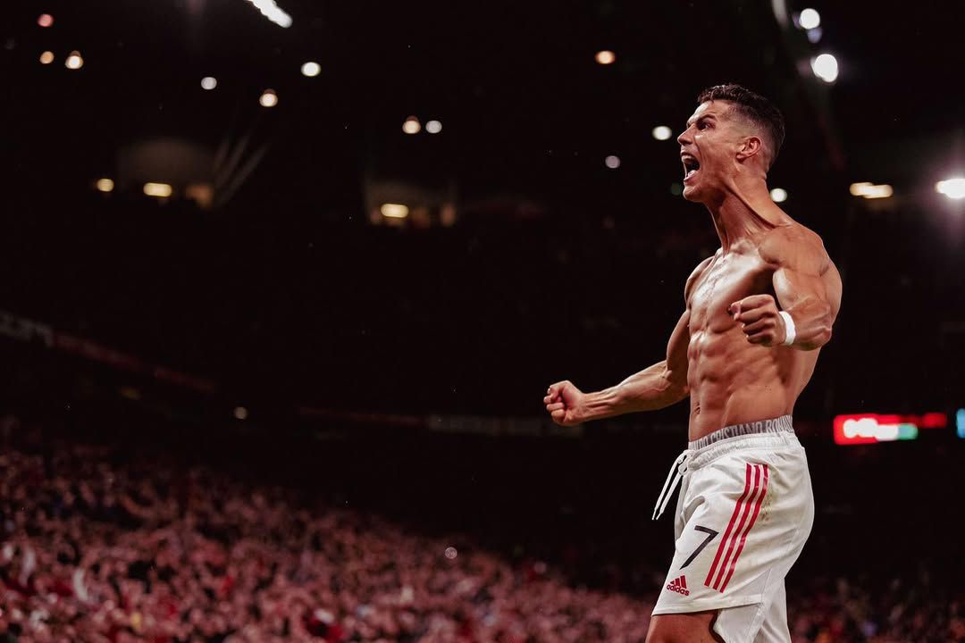 Ronaldo a celebrar um golo no regresso ao Manchester United, em 2021 (Foto: cristiano/Instagram)