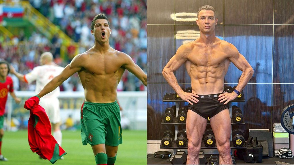 Cristiano Ronaldo em 2004 e em 2025 (Fotos: IMAGO e cristiano/Instagram)