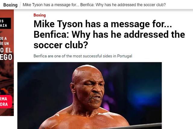 Amor de Mike Tyson pelo Benfica suscita curiosidade internacional