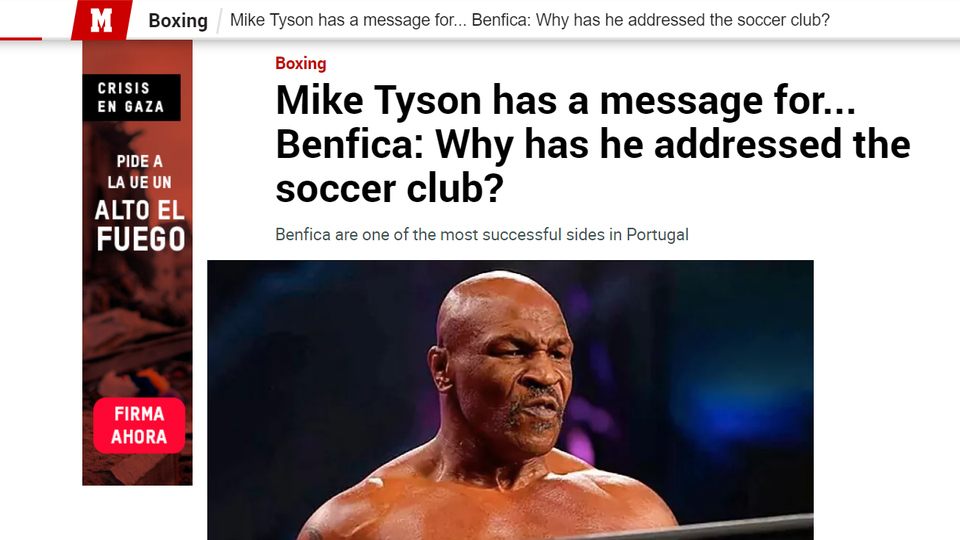 Amor de Mike Tyson pelo Benfica suscita curiosidade internacional