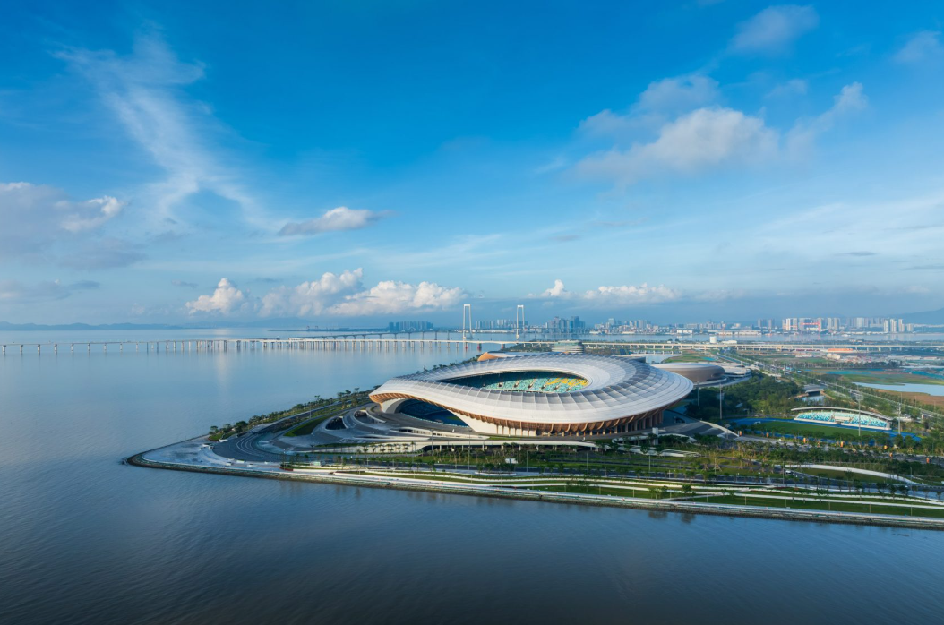 Greater Bay Area Sports Center, Guanzhou, China. 60.000 lugares. Abriu em dezembro de 2025 - Foto: CRLand