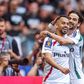 Luquinhas e Rúben Vinagre celebram primeiro golo do Legia na final da Taça da Polónia com o Pogon